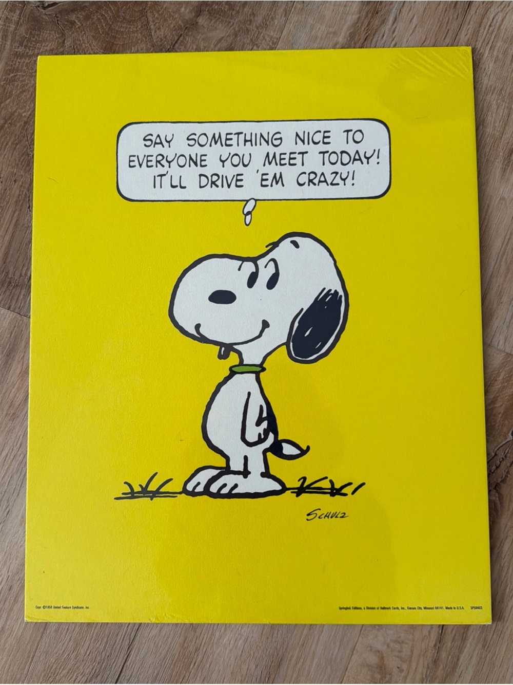 Vintage 1958 Snoopy Original Poster Say Something Nice 11x14 Still sealed 1958